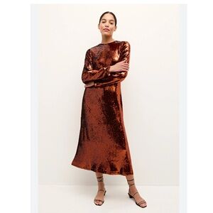 NWT Marie Oliver Dress Bentley Midi Sequins in Cinnamon Orange